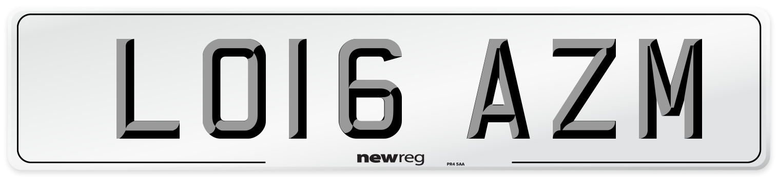 LO16 AZM Number Plate from New Reg